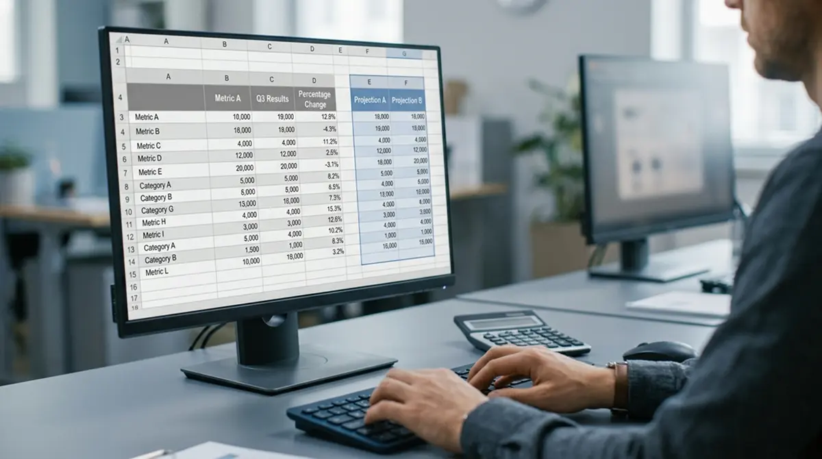 Vergleichstabelle mit Anbieterdaten auf einem Monitor