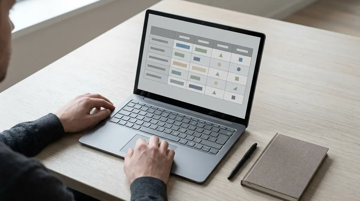 Laptopbildschirm mit neutraler Vergleichstabelle für Wettanbieter