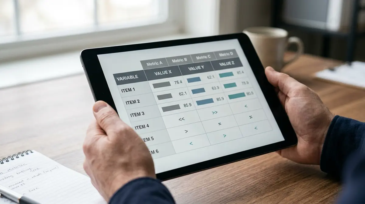 Vergleichstabelle verschiedener Bitcoin-Wettanbieter auf Tablet-Bildschirm