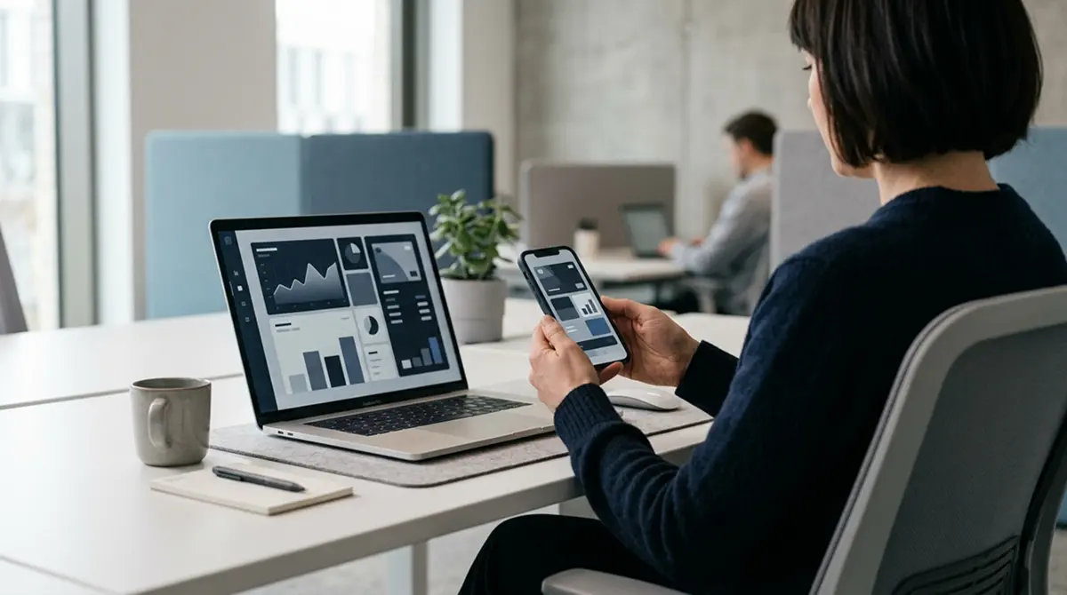 Digitale Kryptowährungszahlung auf Smartphone und Laptop