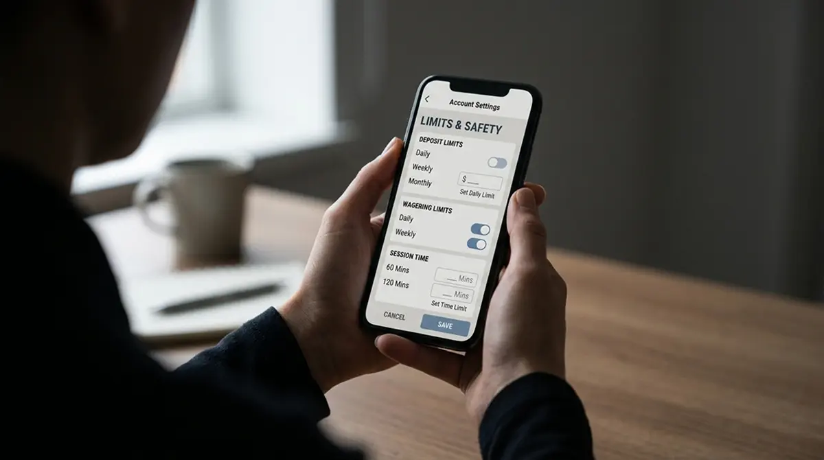 Einstellungen für Einsatzlimits und Selbstsperre in einer Wett-App