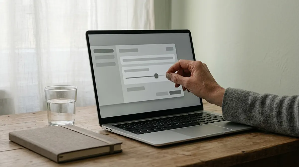 Hand stellt am Laptop ein Einzahlungslimit ein
