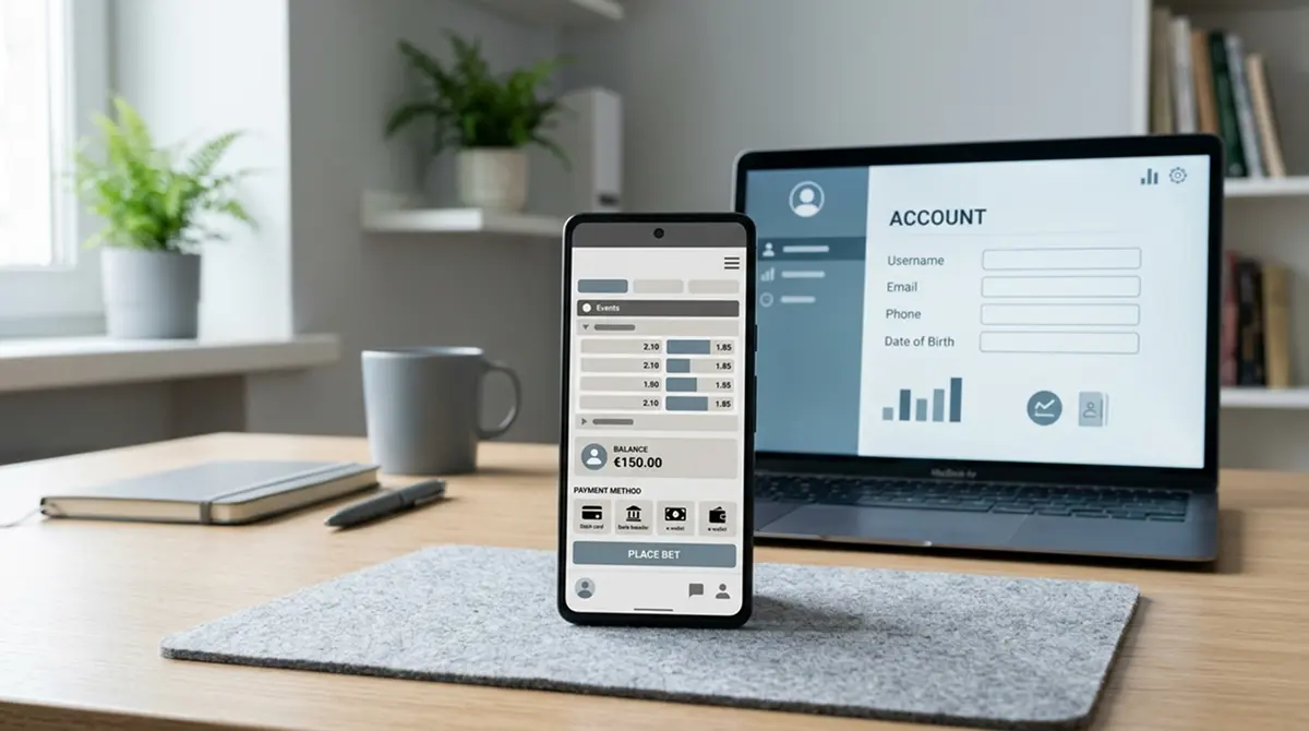 Smartphone mit Buchmacher-App und Zahlungsoptionen