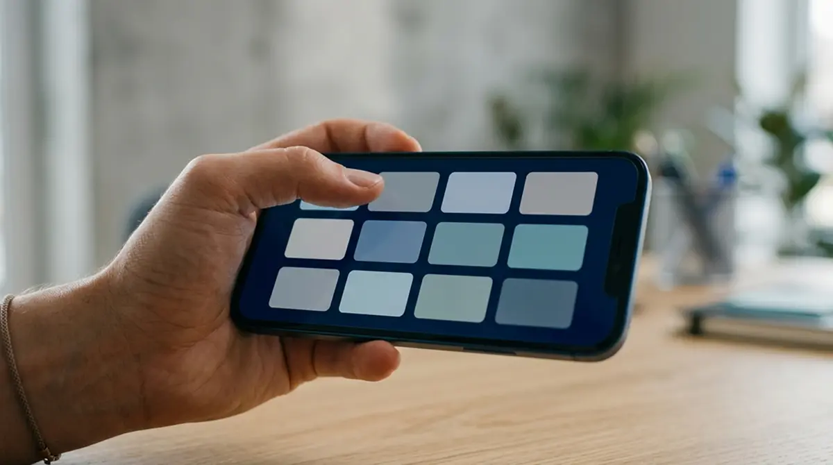Smartphone mit verschiedenen digitalen Zahlungsoptionen im neutralen Design